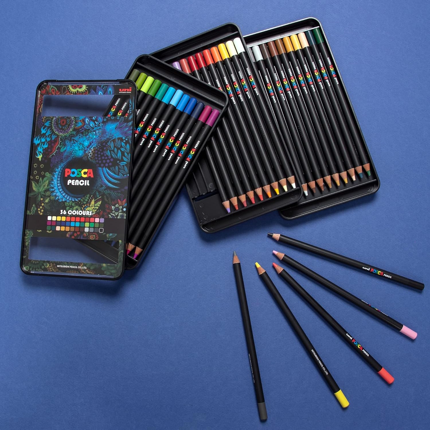 Uni-Ball Posca Pencil Oil Box 36 Colours, Multicoloured, Regular
