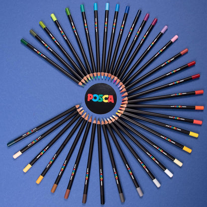Uni-Ball Posca Pencil Oil Box 36 Colours, Multicoloured, Regular