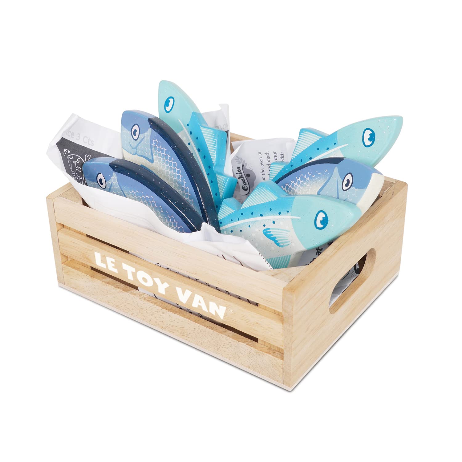 Le Toy Van - Wooden Honeybee Market Fresh Fish Crate Supermarket Pretend Play Shop Food Verse vis