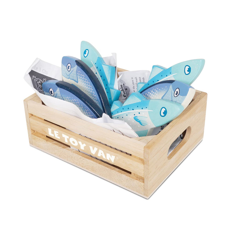 Le Toy Van - Wooden Honeybee Market Fresh Fish Crate Supermarket Pretend Play Shop Food Verse vis