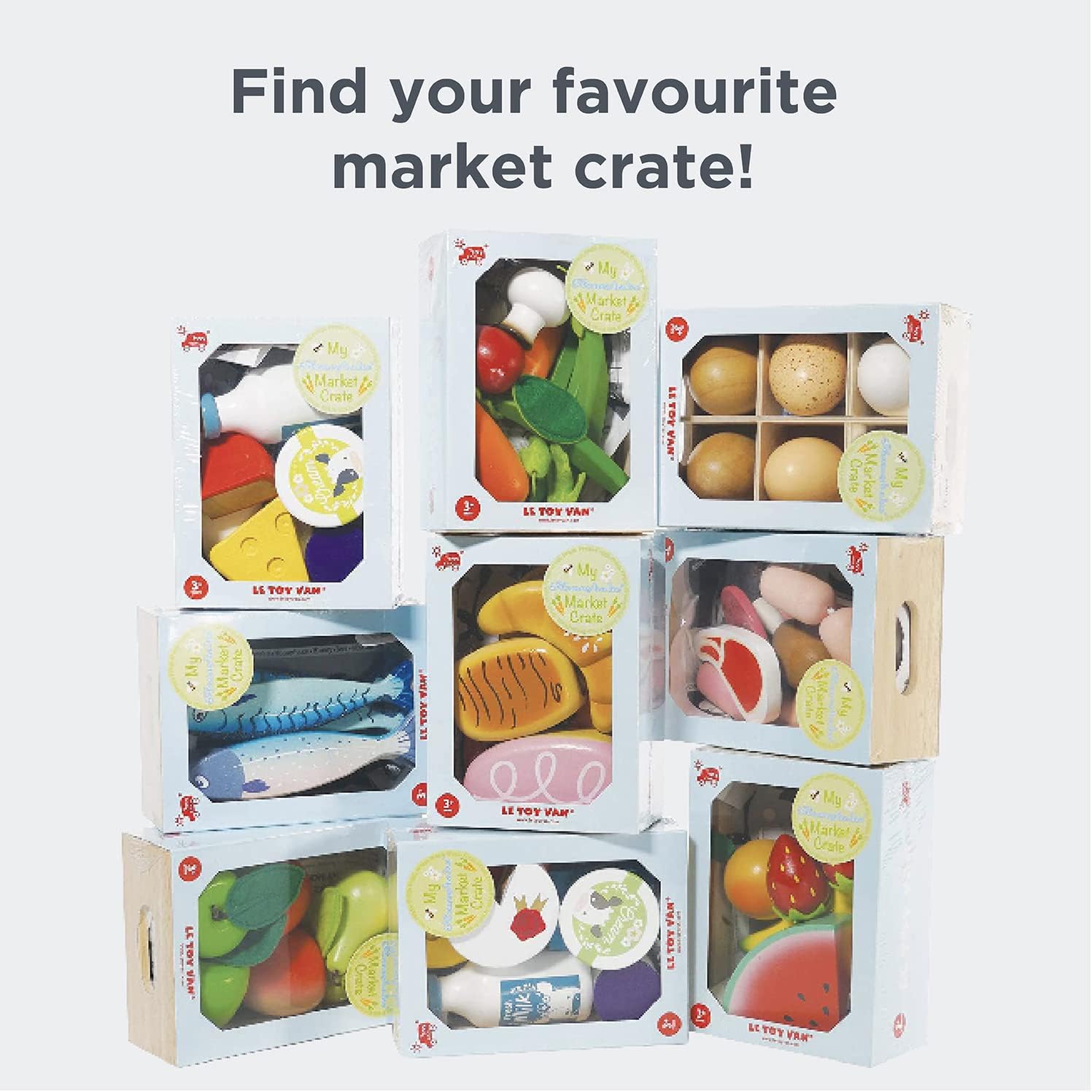 Le Toy Van - Wooden Honeybee Market Fresh Fish Crate Supermarket Pretend Play Shop Food Verse vis