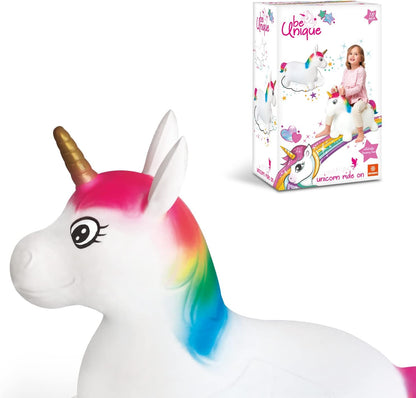 Mondo Toys - Unicorn Ride-On Inflatable Unicorn for Kids - Inflatable Riding Unicorn - Jumping Animal 09132