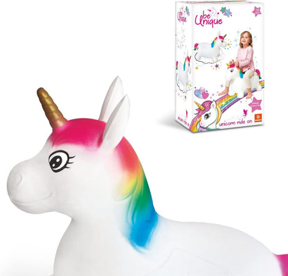 Mondo Toys - Unicorn Ride-On Inflatable Unicorn for Kids - Inflatable Riding Unicorn - Jumping Animal 09132