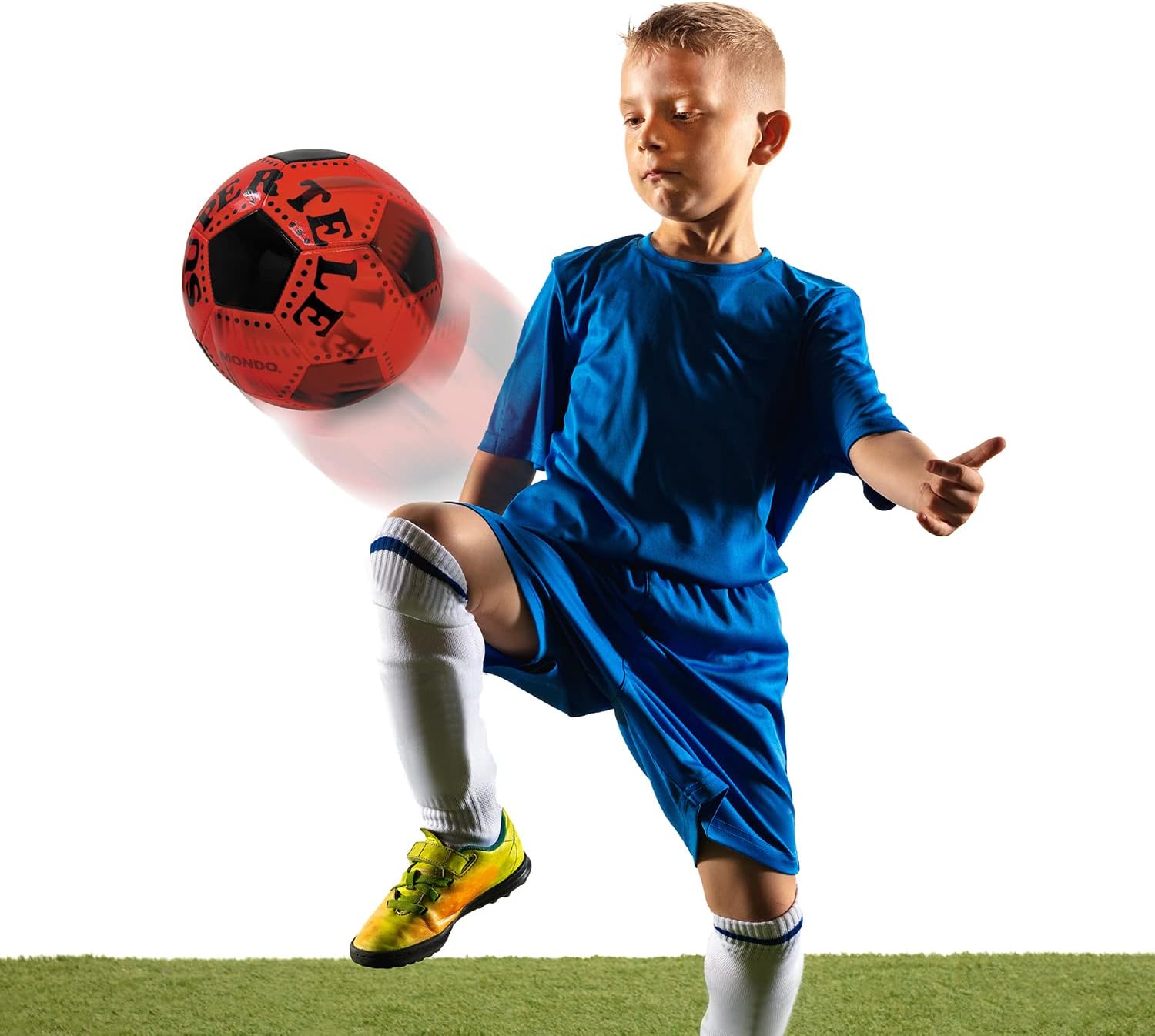 Mondo Toys - Voetbal, genaaid, Super Telele, officieel product, maat 5, 300 g, 3 verschillende kleuren, 13450