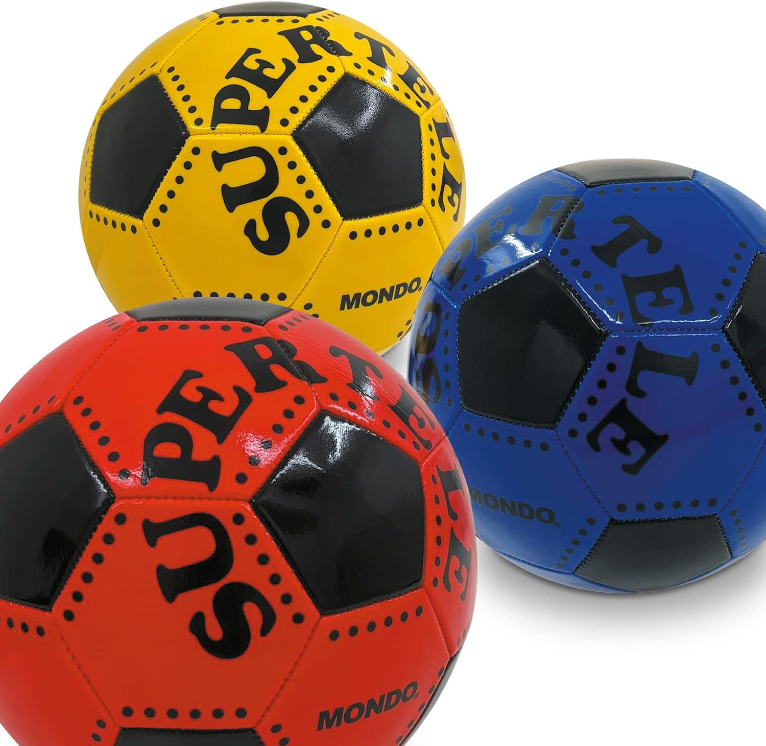 Mondo Toys - Voetbal, genaaid, Super Telele, officieel product, maat 5, 300 g, 3 verschillende kleuren, 13450