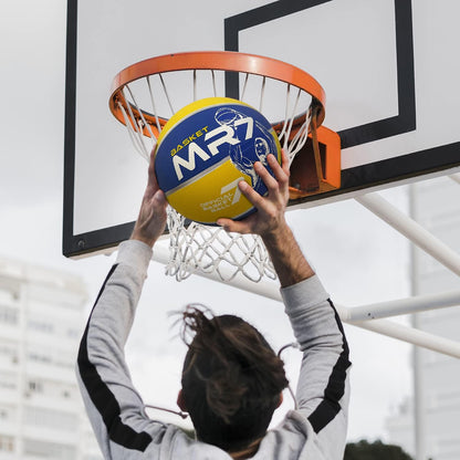 Mondo - 13751 – Outdoor Game – MR7 Basketball – Yellow and Purple