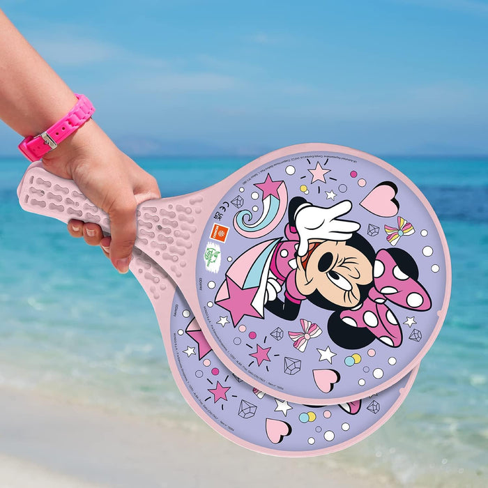 Mondo Toys – MINNIE PADDLE - 2 Schläger aus Kunststoff – Gummiball – Strandspielzeug für Kinder und Erwachsene – offizielles Produkt – 15004