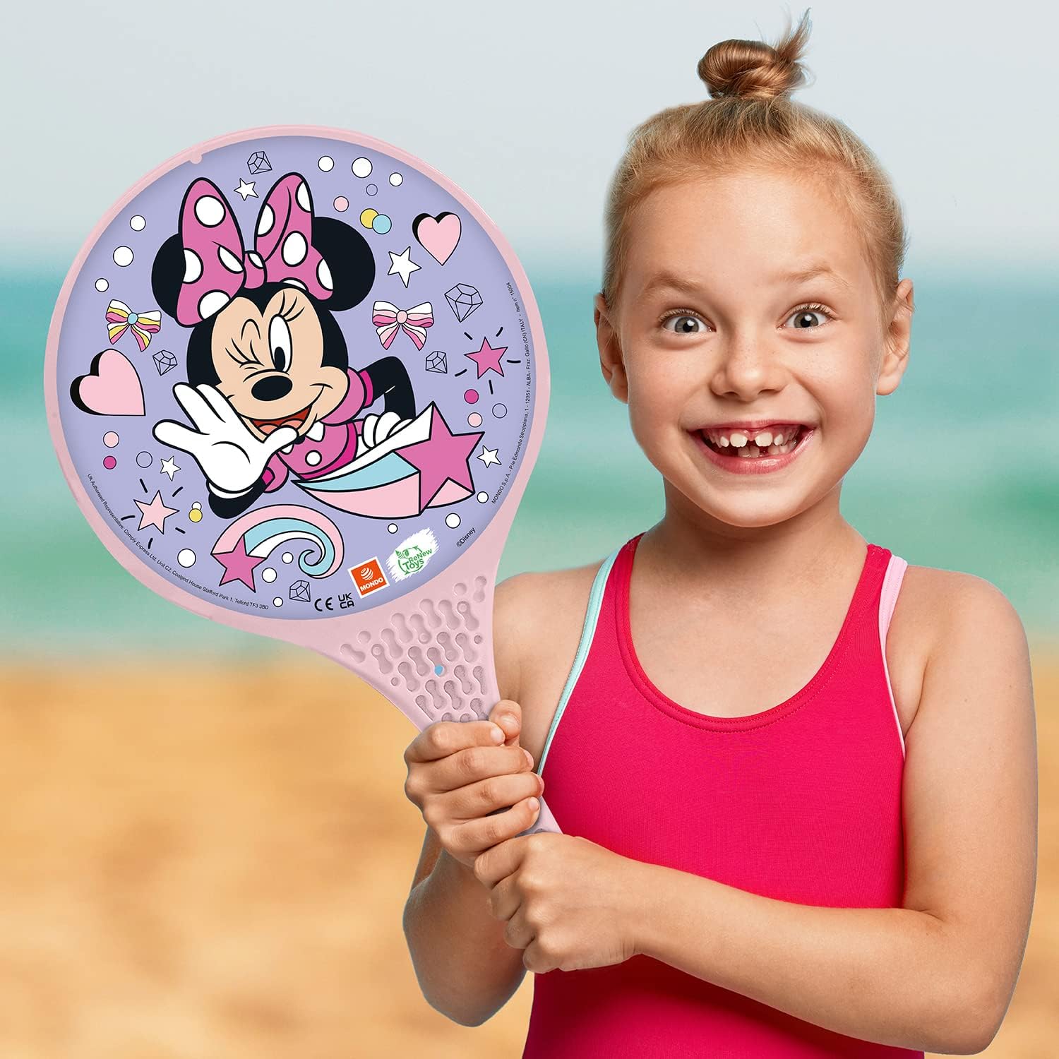 Mondo Toys – MINNIE PADDLE - 2 Schläger aus Kunststoff – Gummiball – Strandspielzeug für Kinder und Erwachsene – offizielles Produkt – 15004