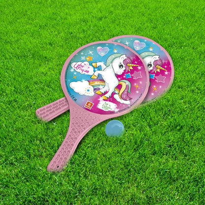 Mondo 15040 Toys-Unicorn Glitter-2 Plastic Rackets/Rubber Ball-Beach Game for Children and Adults-15040