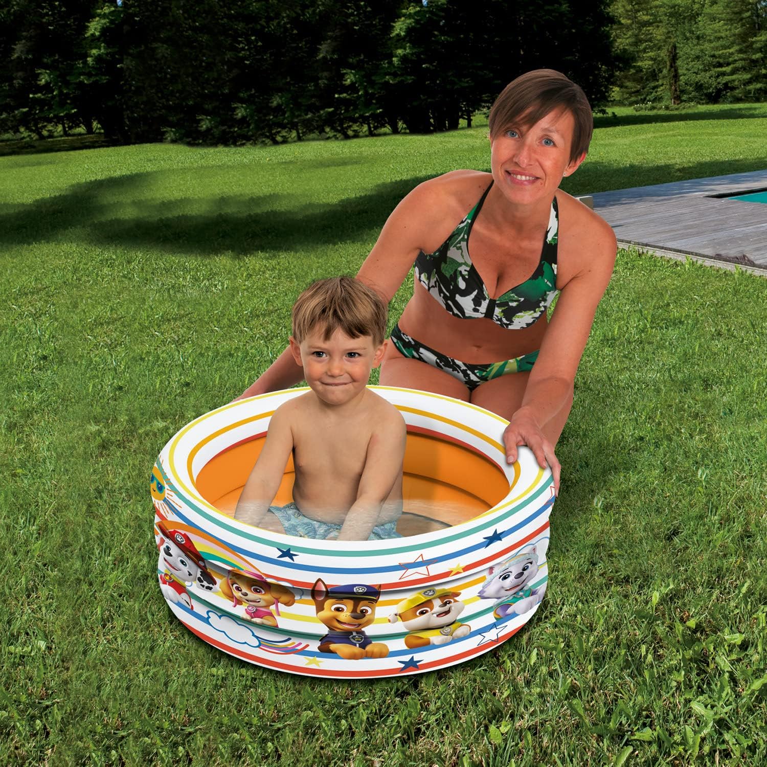 Mondo Toys - PAW PATROL | 3 Rings Pool - Inflatable Pool for Children 3 Rings - Diameter 60 cm - with Soft Bottom - 16918