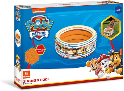 Mondo Toys - PAW PATROL | 3 Rings Pool - Inflatable Pool for Children 3 Rings - Diameter 60 cm - with Soft Bottom - 16918
