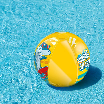 Mondo Toys 16921 Surfing Shark Beach Ball, gekleurde strandbal, opblaasbaar, ideaal om te spelen in het water, geschikt voor kinderen, jongeren/volwassenen, diameter 50 cm