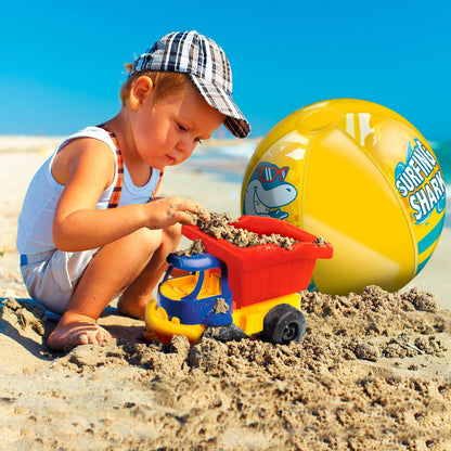 Mondo Toys 16921 Surfing Shark Beach Ball, gekleurde strandbal, opblaasbaar, ideaal om te spelen in het water, geschikt voor kinderen, jongeren/volwassenen, diameter 50 cm