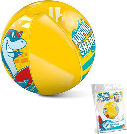 Mondo Toys 16921 Surfing Shark Beach Ball, gekleurde strandbal, opblaasbaar, ideaal om te spelen in het water, geschikt voor kinderen, jongeren/volwassenen, diameter 50 cm