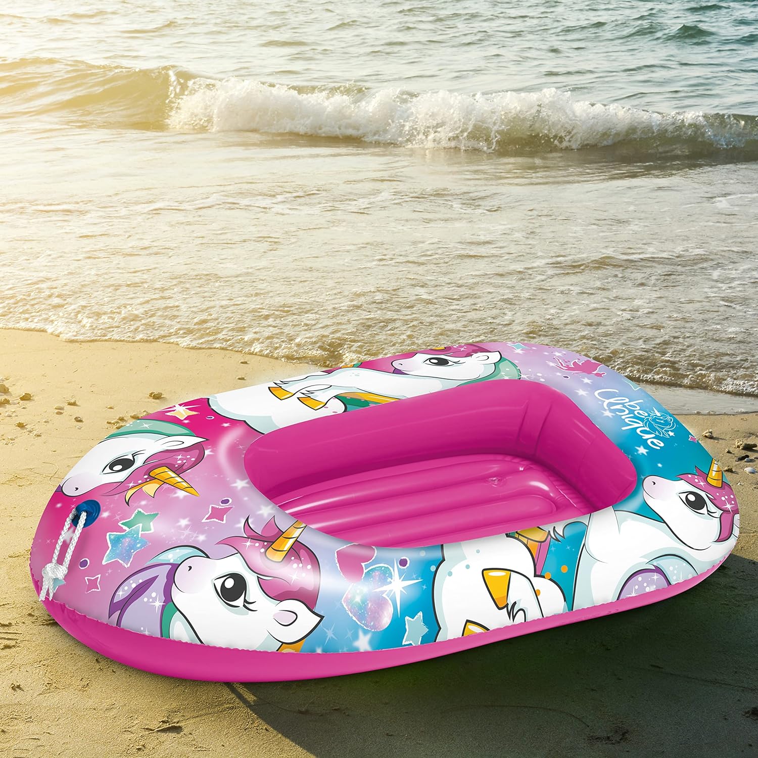 Mondo Toys 16938 Unicorn Boat opblaasbare opblaasbare boot, opblaasbare boot voor kinderen, maat 112 cm, hittebestendig pvc