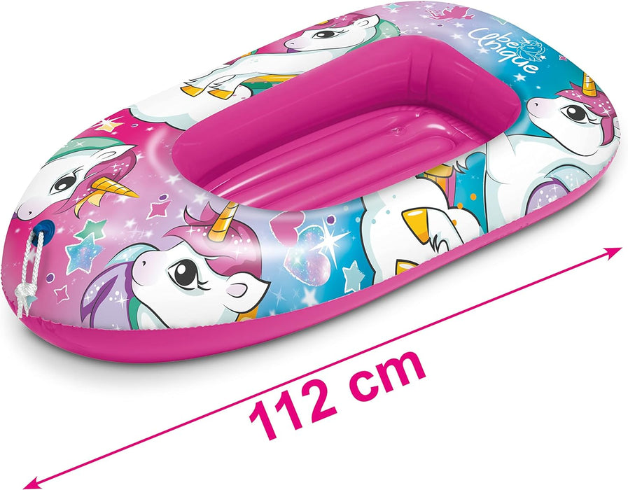 Mondo Toys 16938 Unicorn Boat opblaasbare opblaasbare boot, opblaasbare boot voor kinderen, maat 112 cm, hittebestendig pvc