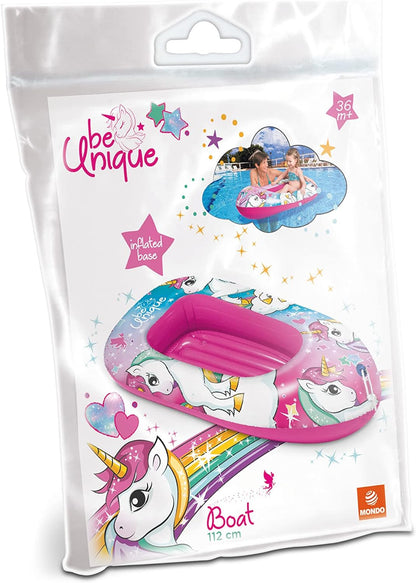 Mondo Toys 16938 Unicorn Boat opblaasbare opblaasbare boot, opblaasbare boot voor kinderen, maat 112 cm, hittebestendig pvc