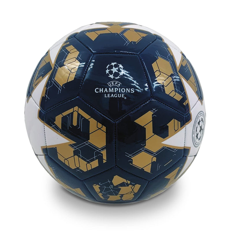 Mondo Toys - Pallone da Calcio Cucito CHAMPIONS LEAGUE - Prodotto Ufficiale - misura 5 - 400 g - colore Oro Blu 23001