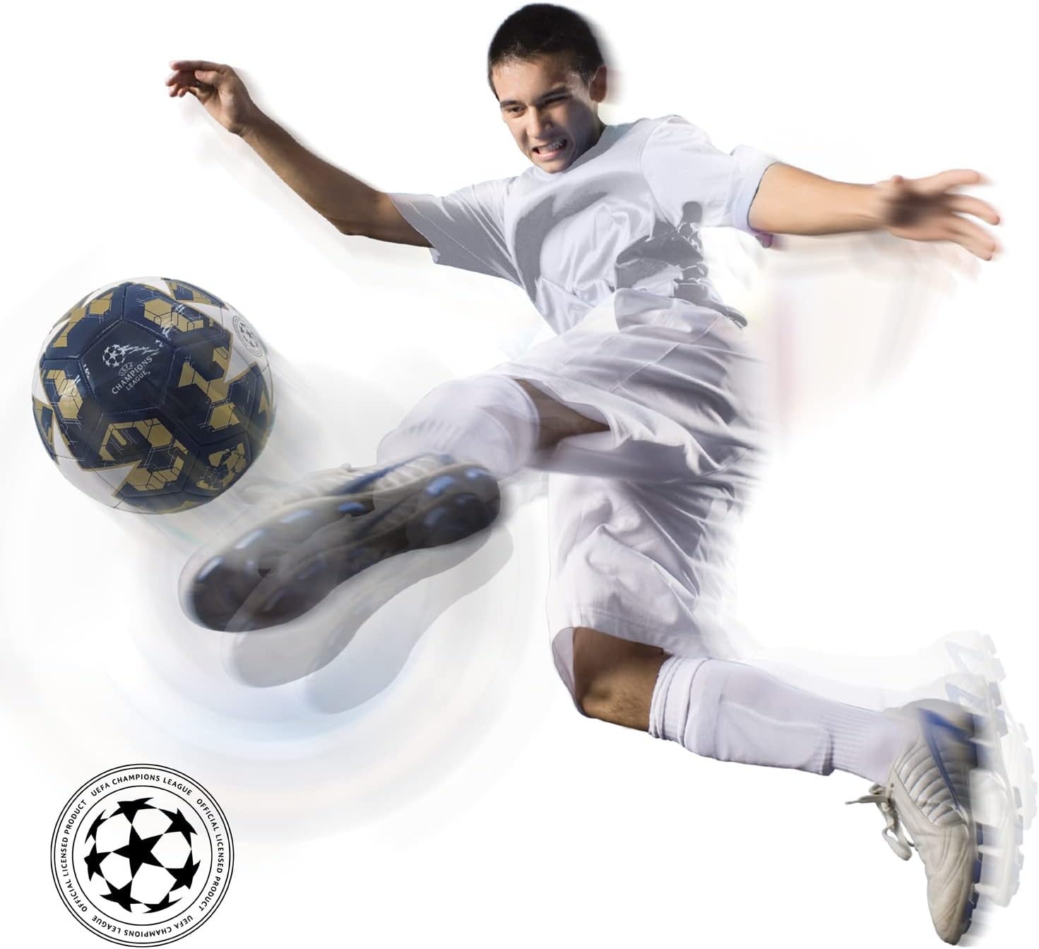 Mondo Toys - Pallone da Calcio Cucito CHAMPIONS LEAGUE - Prodotto Ufficiale - misura 5 - 400 g - colore Oro Blu 23001