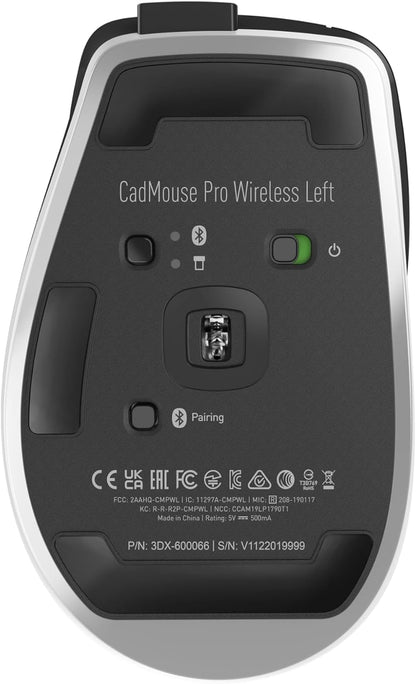 3Dconnexion Cadmouse Pro Wireless Left - Mouse - Ergonomic - Left-Handed - 7 Buttons - Wireless - Bluetooth, 2.4 Ghz, Us
