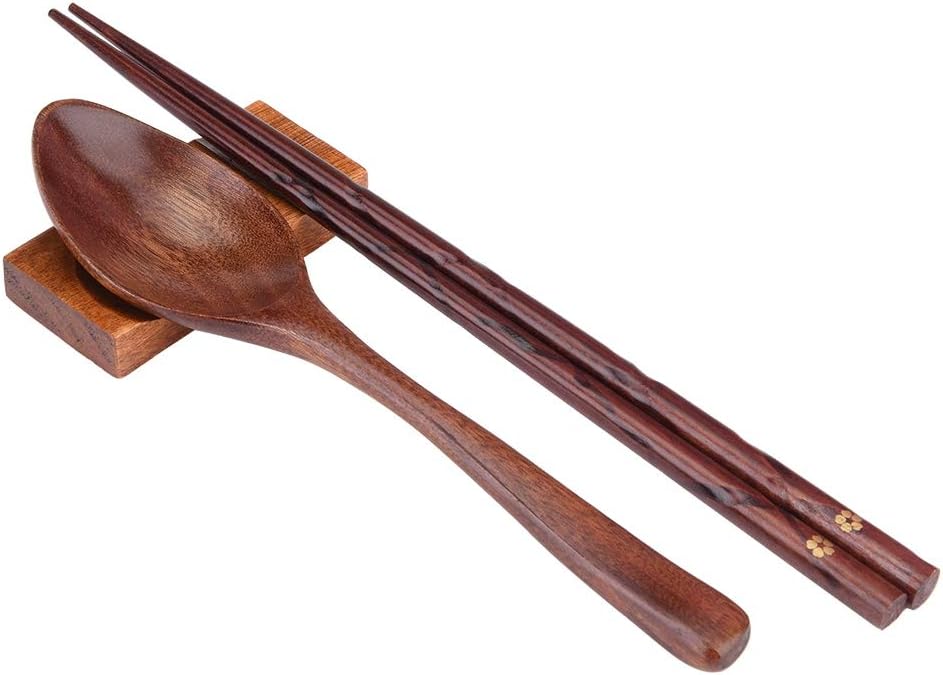 Wooden Chopsticks and Spoons Set,Portable Wooden Cutlery Sets Wooden Chopsticks and Spoons Travel Suit(5)