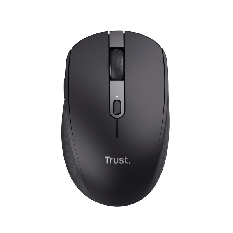 Trust Ozaa Mouse Wireless Bluetooth + 2.4GHz, Mouse senza Fili Silenzioso Compatto, 60% Plastica Riciclata, Mouse Bluetooth Ricaricabile Laptop PC Computer Windows Android Mac - Nero
