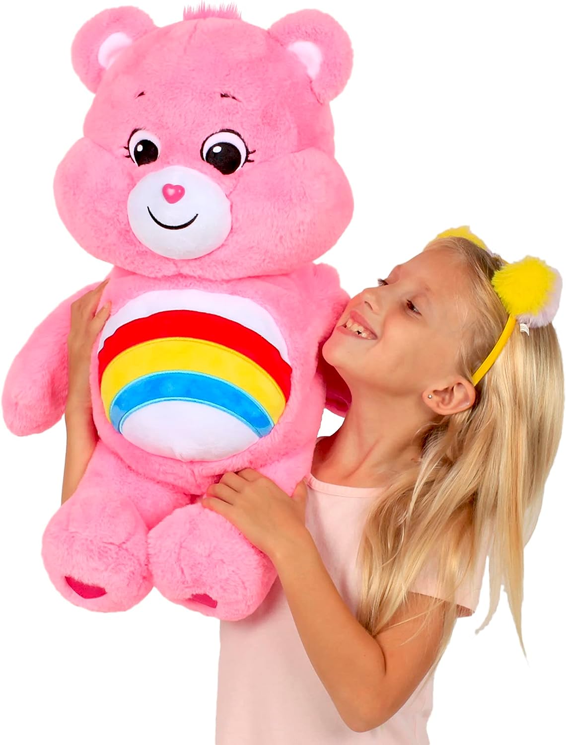 Care Bears | Cheer Bear 60cm Jumbo Plush | Collectable Cute Plush Toy, Giant Teddy Bear, Cuddly Toys for Children, Soft Toys for Girls Boys, Big Teddy Suitable for Girls and Boys 4+ | Basic Fun 22066