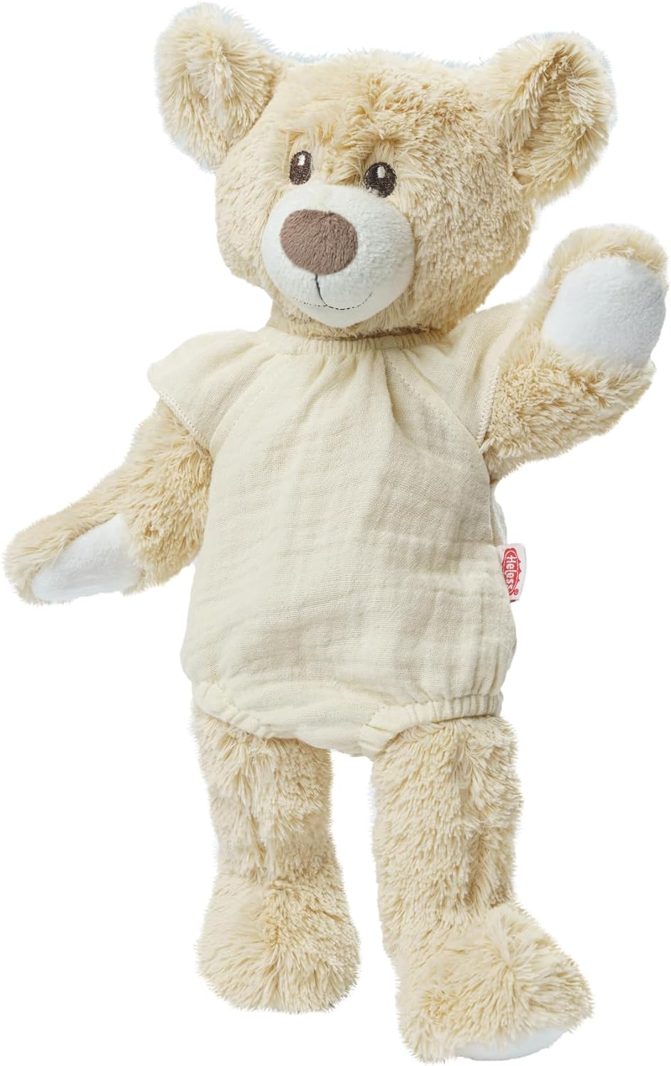 Heless 1413-Clothing 100% organic cotton, body with ruffles in Ecru for dolls and soft toys Size 28-35 cm, solid, Beige (1412