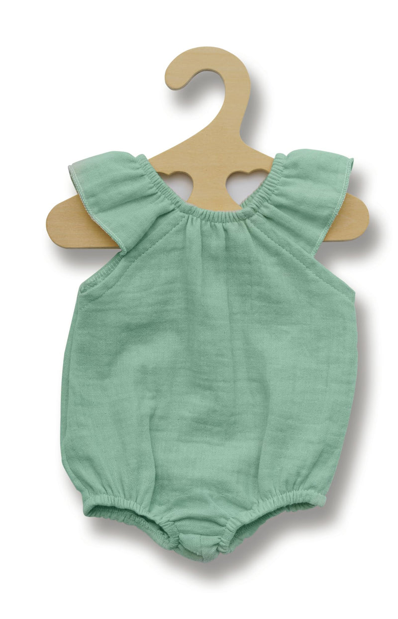 Heless 1413-Ropa 100% algodón orgánico, Body con Volantes Menta para muñecas y Peluches Talla 28-35 cm, Color Mint (1413