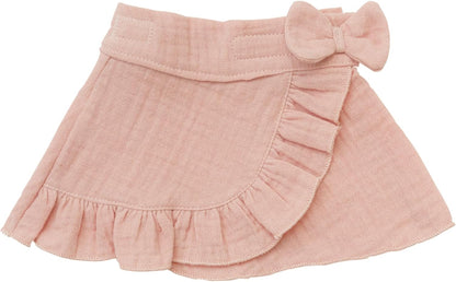 Heless 1423 - Puppenkleidung aus 100% Bio-Baumwolle, 2-teiliges Set mit Wickelrock und Rüschen-Top in Rosa für Puppen und Kuscheltiere der Größe 28-35 cm