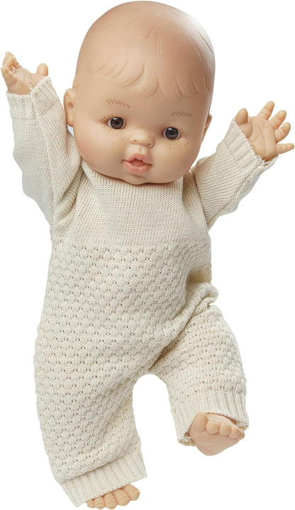 Heless 1480-Ropa 100% algodón orgánico, Pelele de Punto Crudo para muñecas y Peluches Talla 28-35 cm, Color Beige (1480