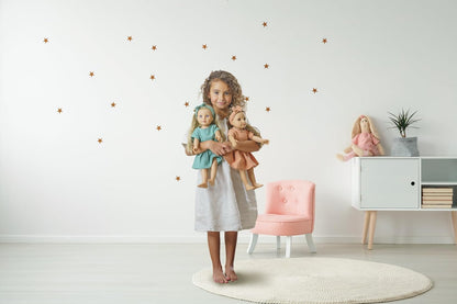 Heless Jurk met ruches en haarband caramel (35-45cm