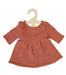 Heless 2490 Poppenkleding van 100% biologisch katoen, gebreide jurk in perzikkleur, voor poppen en knuffeldieren van 35 tot 45 cm