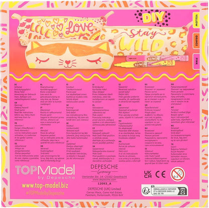 Depesche TOPModel 12093 Colour Your Pencil Case Beige Personalised with 3 Neon Markers to Paint