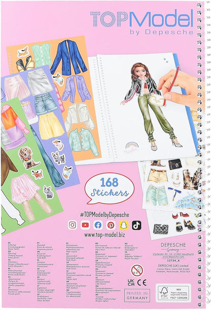 Depesche 12724 TOPModel Dress Me Up - stickerboek met 21 pagina's om chique outfits te creëren, kleurboek met 7 stickervellen