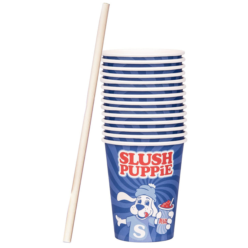 Slush Puppie Pack of 20 Paper Cups & Paper Straws