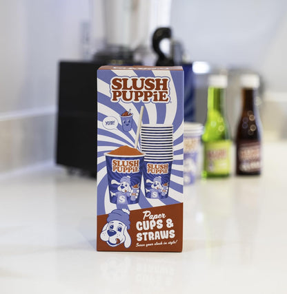 Slush Puppie Pack of 20 Paper Cups & Paper Straws