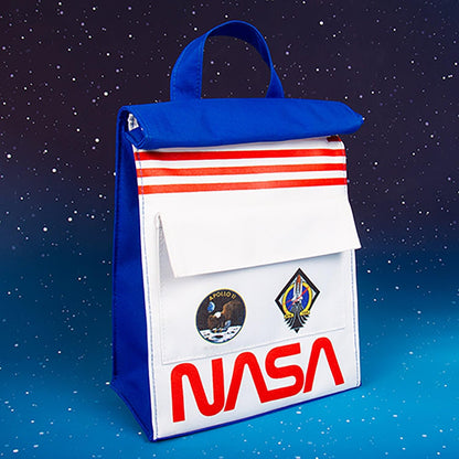 Fizz Creations NASA geïnspireerde Space Lunch Bag. Inclusief voorvak en folie gevoerde isolatie. Voorzien van klassieke NASA Artwork.
