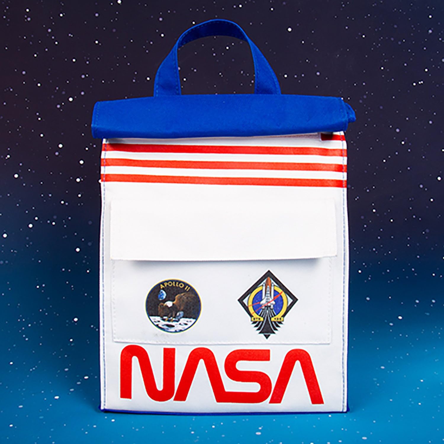 Fizz Creations NASA geïnspireerde Space Lunch Bag. Inclusief voorvak en folie gevoerde isolatie. Voorzien van klassieke NASA Artwork.
