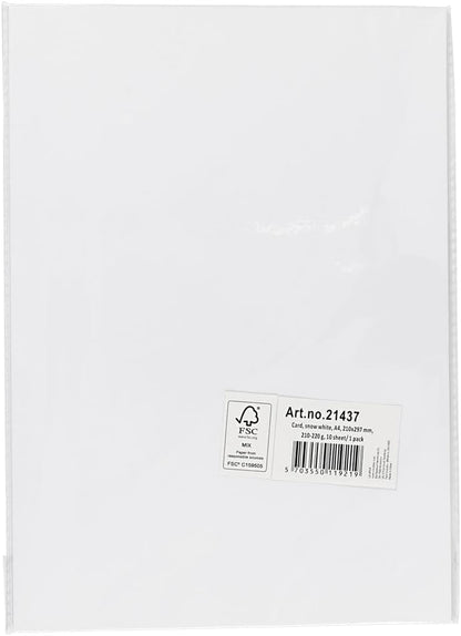 White A4 Card, A4 210x297 mm, 210-220 g, White, 10sheets