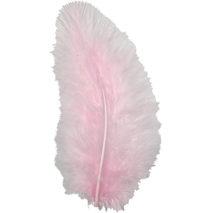 Feathers, size 5-12 cm, light red, 15pcs