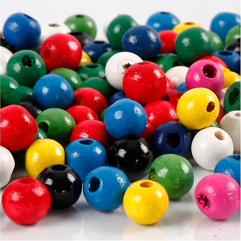 Holzperlen-mix D: 8 Mm Lochgr??e 2 Mm 15 G Sortierte Farben