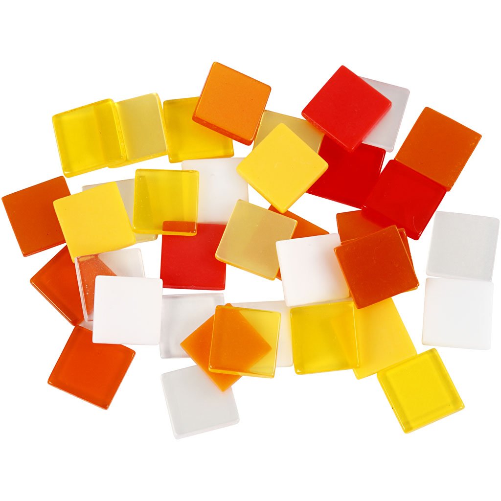 Mini Mosaic, size 10x10 mm, red/orange harmony, 25g