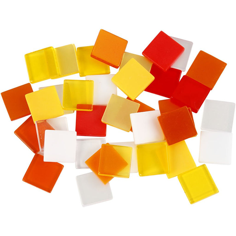 Mini Mosaic, size 10x10 mm, red/orange harmony, 25g