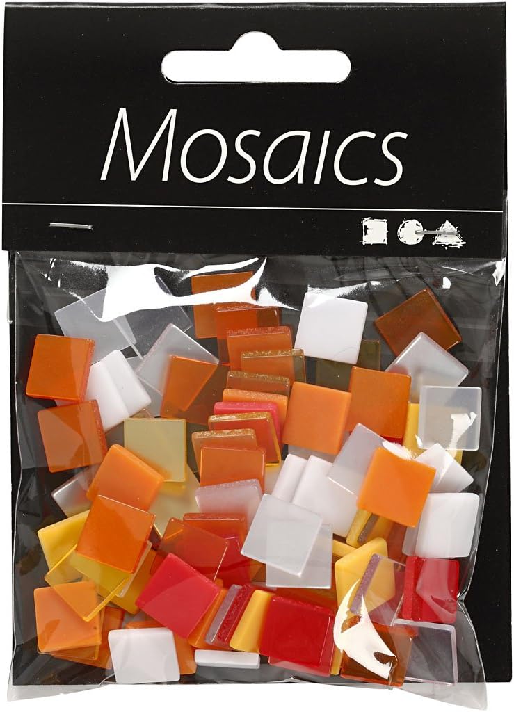 Mini Mosaic, size 10x10 mm, red/orange harmony, 25g