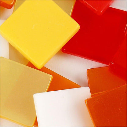 Mini Mosaic, size 10x10 mm, red/orange harmony, 25g