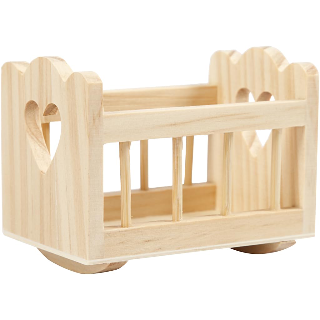 Miniatuur wieg van hout – 8 x 5 cm – 1 stuk
