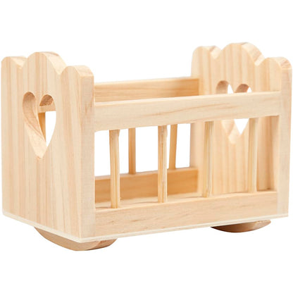 Miniatuur wieg van hout – 8 x 5 cm – 1 stuk