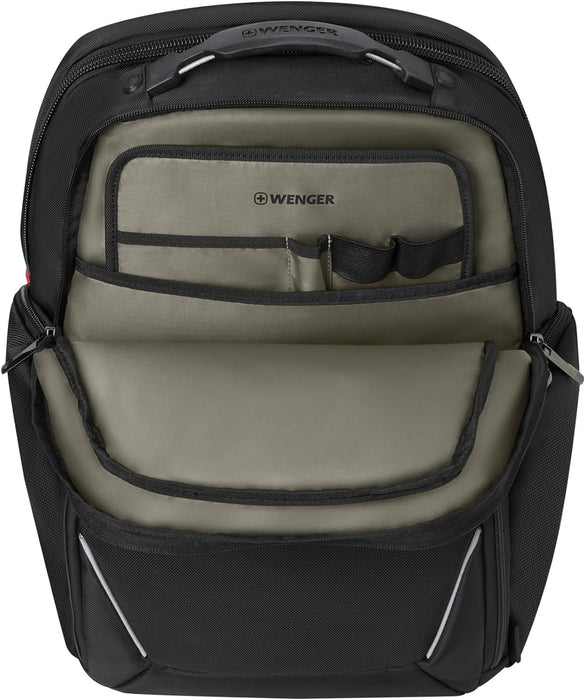 WENGER Meteor Mochila para portátil con compartimento para tableta, notebook de hasta 17", 30 l, mujer/hombre, negocios, universidad, escuela viajes, negro, 653188