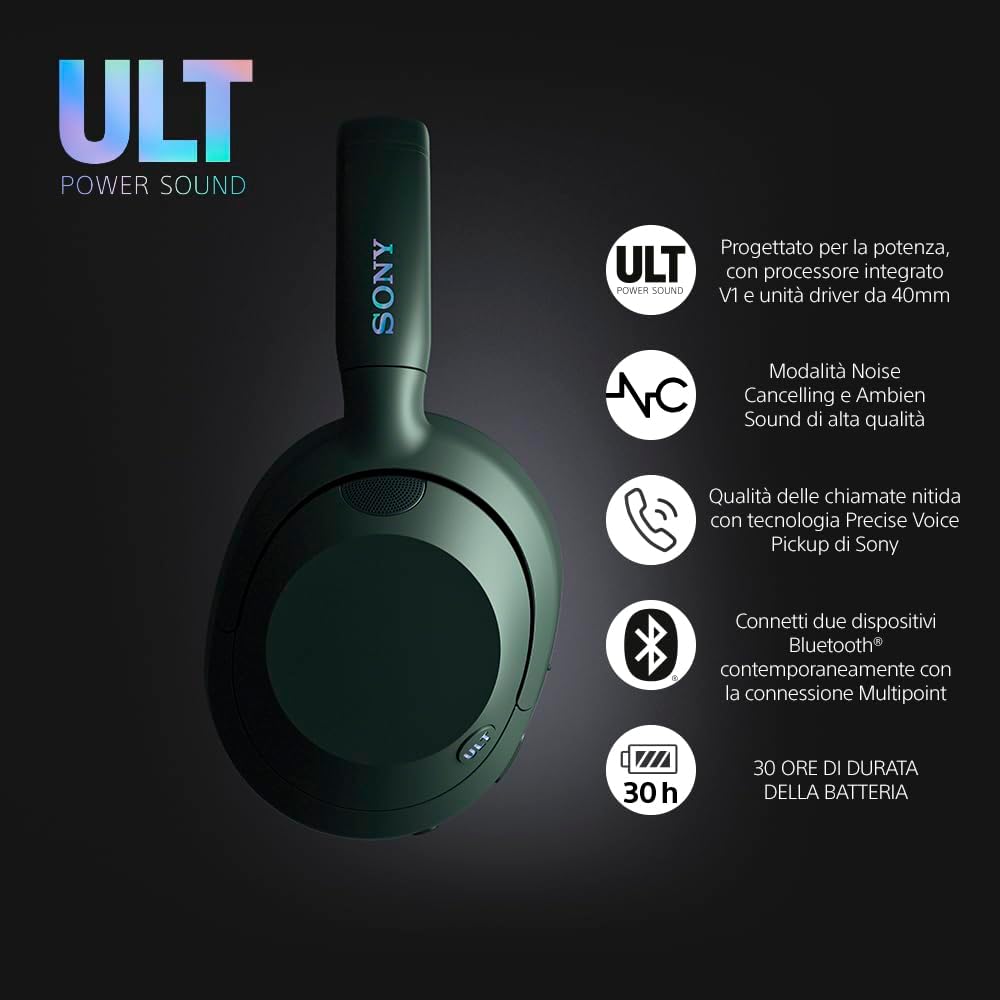 Sony ULT WEAR - Wireless Noise Cancelling Headphones with ULT POWER SOUND, Ultimate Deep Bass, Clear Call Quality, Up to 30hr Battery Life, Alexa & Google Assistant, IOS & Android
